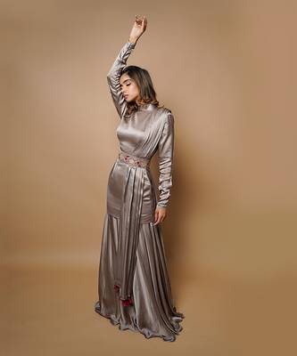 Golden grey dress lehenga set 2