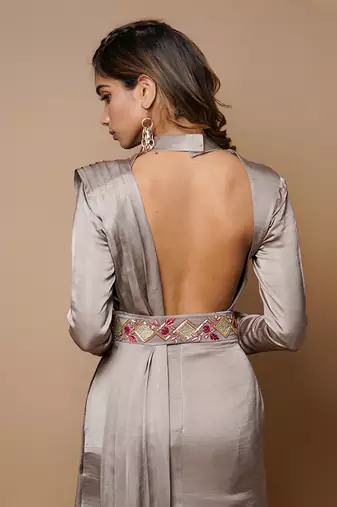 Golden grey dress lehenga set