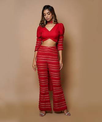 Hot red indo western co ord set 1