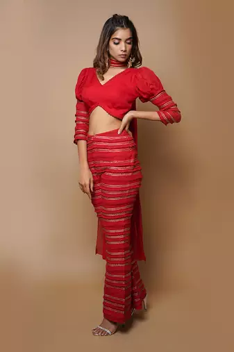 Hot red indo western co ord set