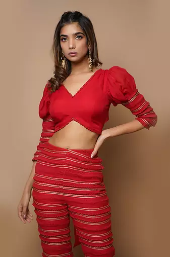 Hot red indo western co ord set