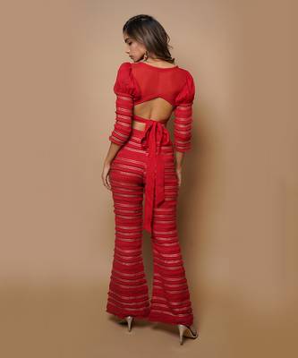 Hot red indo western co ord set 4