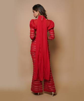 Hot red indo western co ord set 5