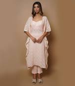 Peach chikankari kaftan set