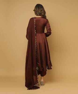 Brown satin anarkali set 4