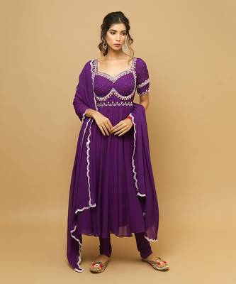 Dark purple anarkali set 1