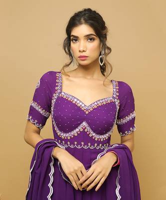 Dark purple anarkali set 4