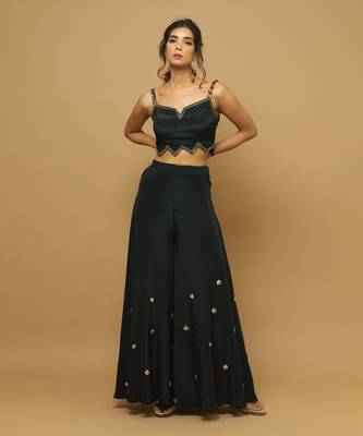 Bottle green indo western co ord set 1