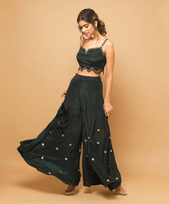 Bottle green indo western co ord set 2