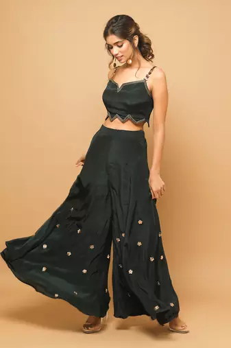 Bottle green indo western co ord set