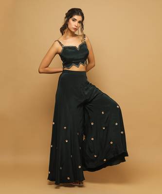 Bottle green indo western co ord set 3