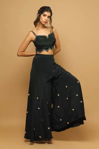 Bottle green indo western co ord set