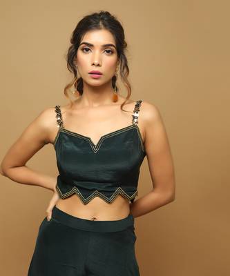 Bottle green indo western co ord set 4