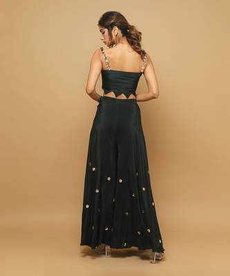 Bottle green indo western co ord set 5