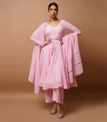 Baby pink anarkali suit set