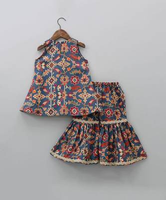 Sapphire blue ikkat print sharara set 2