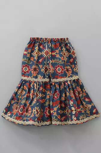 Sapphire blue ikkat print sharara set