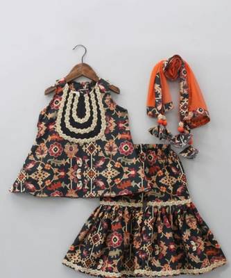 Black ikkat print sharara set 1