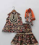 Black ikkat print sharara set