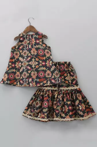 Black ikkat print sharara set