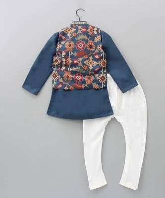 Sapphire blue hand embroidered kurta set 2