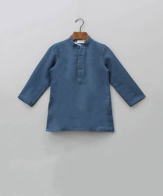 Sapphire blue hand embroidered kurta set 4