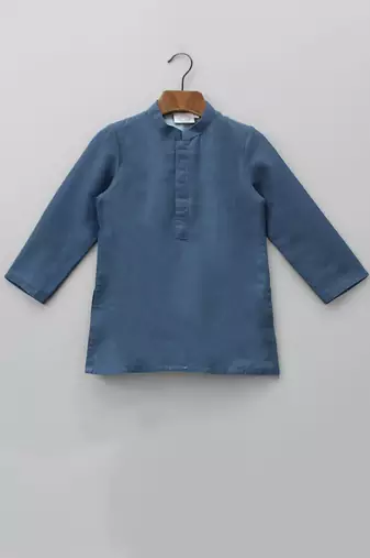 Sapphire blue hand embroidered kurta set