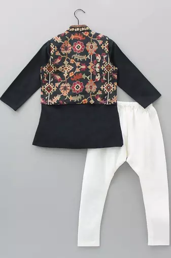 Black ikkat print kurta set