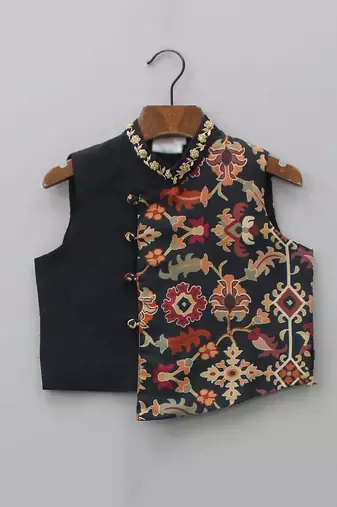 Black ikkat print kurta set