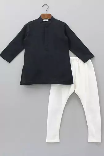 Black ikkat print kurta set