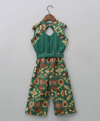 Bottle green ikkat print jumpsuit 2