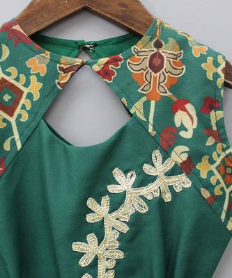 Bottle green ikkat print jumpsuit 3