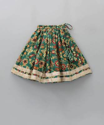 Bottel green ikkat embroidered ghagara set 4