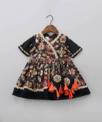 Black ikkat print hand embroiderey gown 1