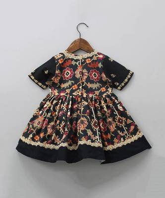 Black ikkat print hand embroiderey gown 2