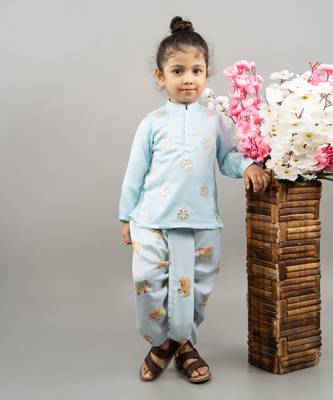 Powder blue gota embroidery kurta set 1
