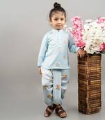 Powder blue gota embroidery kurta set