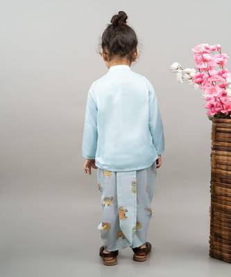Powder blue gota embroidery kurta set 2