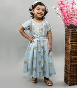 Powder blue elephant print front open gown