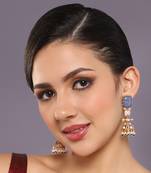 Blue semi precious studded fusion danglers