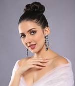 Blue sapphire and semi precious diamond danglers