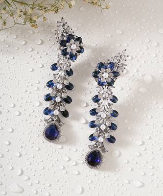 Blue sapphire and semi precious diamond danglers 2