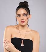 Red semi precious ruby and zircon diamonds kundan long fusion necklace