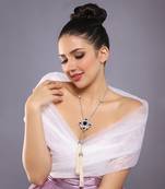 Black semi precious soltaire long fusion necklace