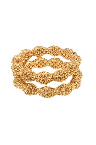 Women set of two 24ct ethnic gold plated handcrafted antique bangles
