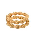 Women set of two 24ct ethnic gold plated handcrafted antique bangles