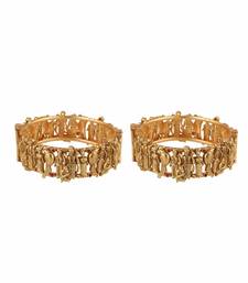 Women set of 2 gold-plated stone-studded god and godesstemple bangle