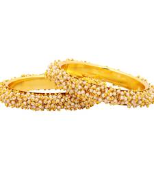 Women set of two 24ct gold-plated handcrafted with white pearls bangle