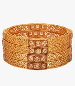 Women set of four 24ct copper gold-plated handcrafted stone-studded bangle
