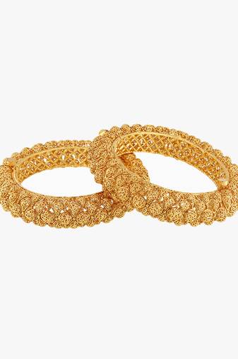 Women set of 2 24k gold-plated embellished designer bangles